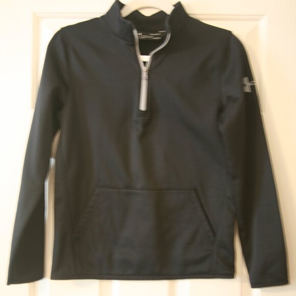 Under Armour Youth Coldgear Quarter Zip Sweatshirt, Size YL, Black - Picture 1 of 3